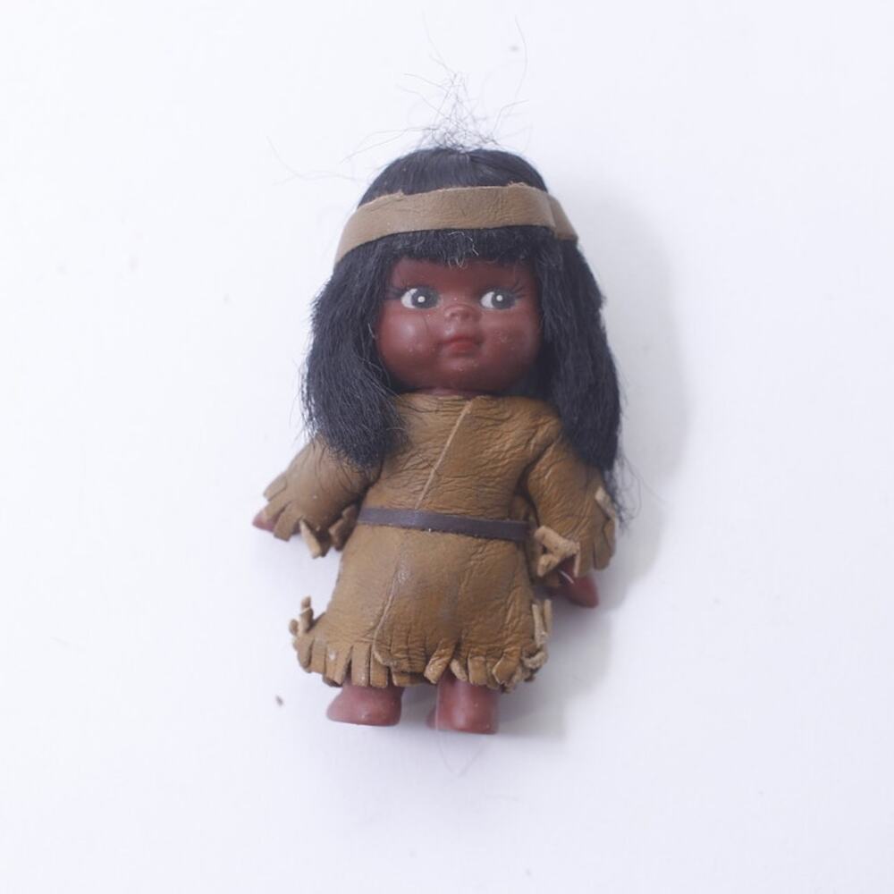 Native American, Doll, Kewpie Style, Dark Skin, Brown Outfit, Toy~ 250516-WH 252